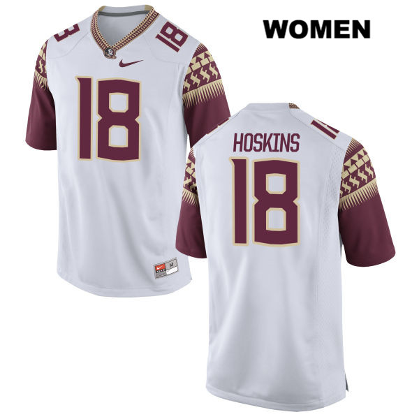 Women's NCAA Nike Florida State Seminoles #18 Ro'Derrick Hoskins College White Stitched Authentic Football Jersey UDU4669VY